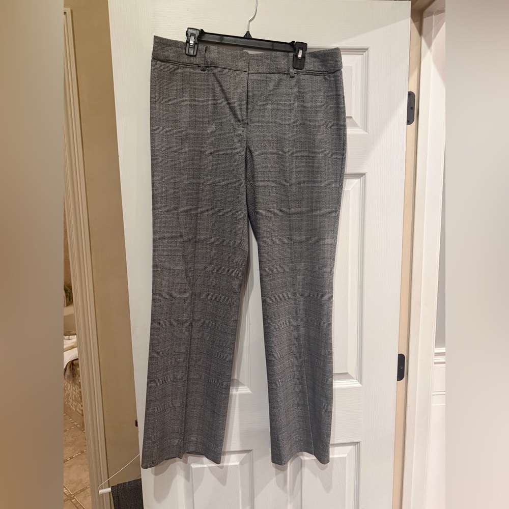 LOFT Gray Glen Plaid Straight Leg Trousers